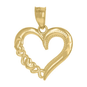 10kt 10k Yellow Gold Womens Diamond-Cut Love Heart Charm Pendant